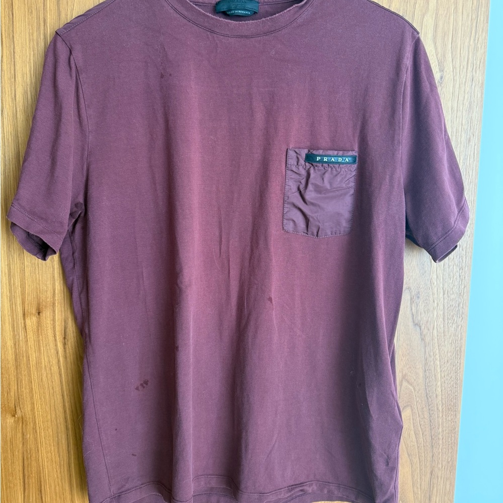 Prada Maroon Short Sleeve Tee with Pocket